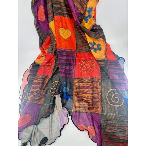 Romwe Grunge Patchwork Print Asymmetrical Hem Skirt S Boho NEW - Picture 4 of 6